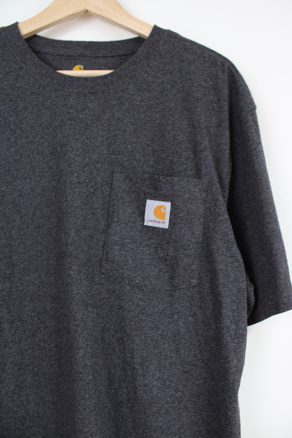 Carhartt original fit, dark grey t-shirt with branded chest pocket