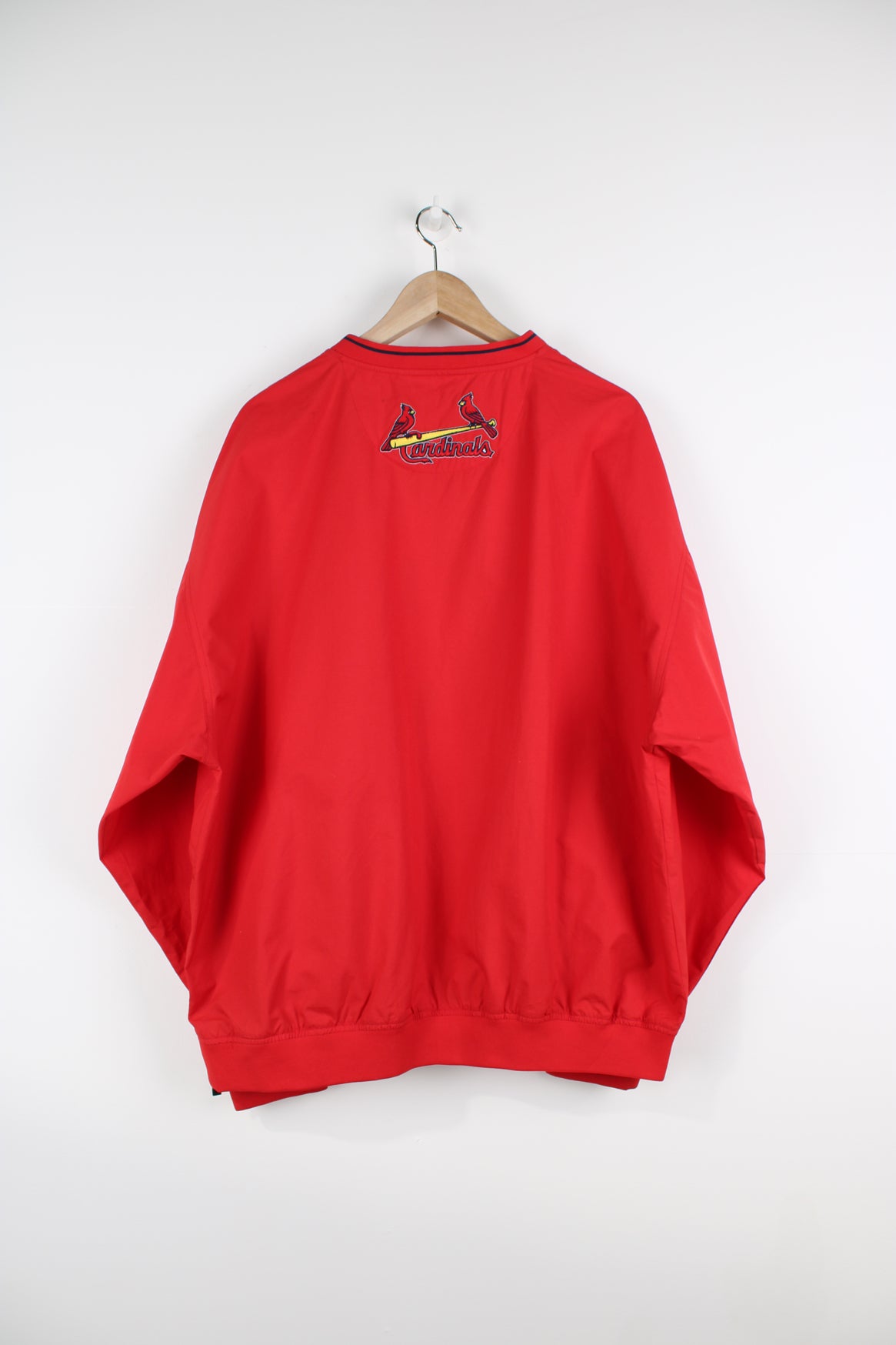 Vintage St Louis all red training top/pullover by Nike. Features large embroidered Cardinal&