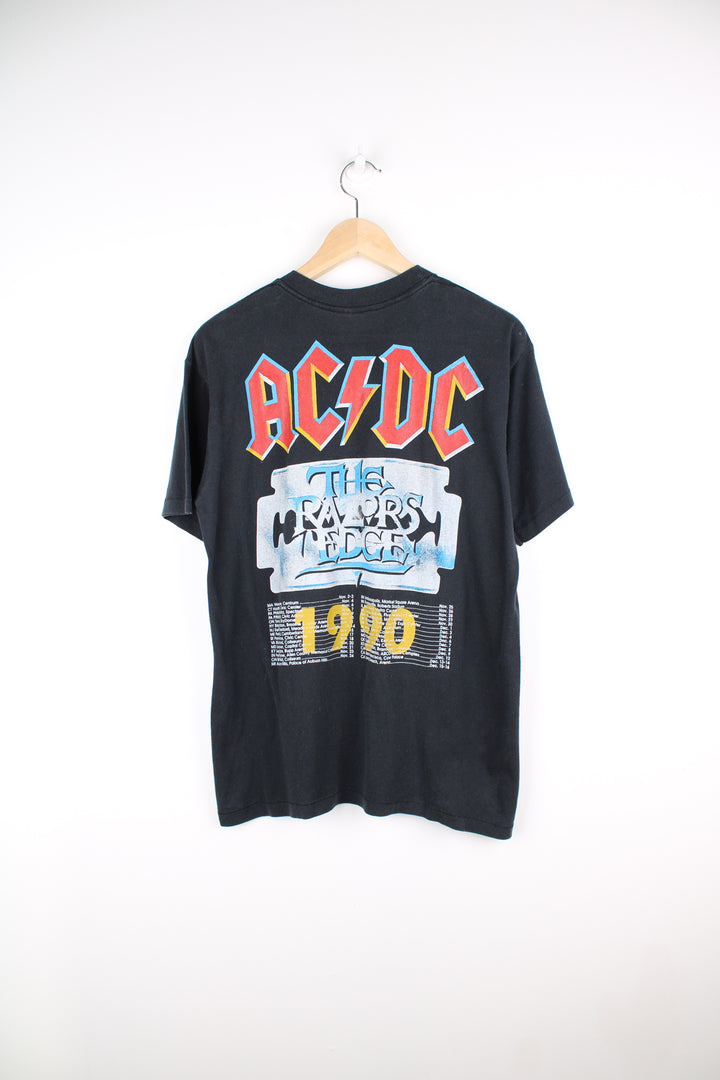 Vintage black 1990 AC/DC The Razors Edge USA tour t-shirt with single stitch sleeves. good condition Size in Label:  Mens L