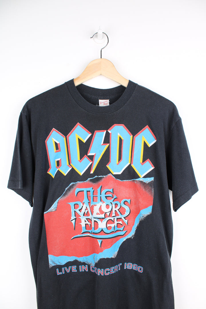 Vintage black 1990 AC/DC The Razors Edge USA tour t-shirt with single stitch sleeves. good condition Size in Label:  Mens L