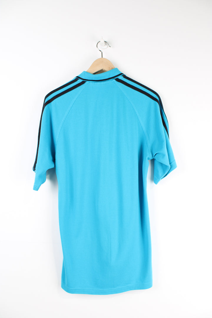 Vintage 90's Adidas blue polo shirt with embroidered Adidas logo