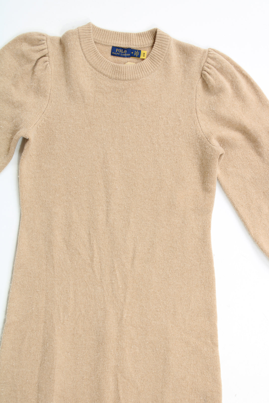 Polo by Ralph Lauren tan/light brown knitted dress with small slit in the side 