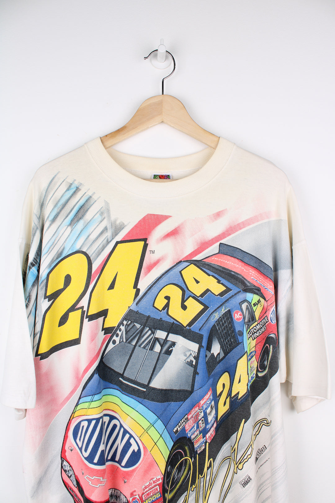 Vintage off-white/ cream 1997s Chase Authentics/ Jeff Gordon "The Driving Force" NASCAR racing t-shirt. Features the design on the front, arms and back.  good condition  Size in Label: Mens XL