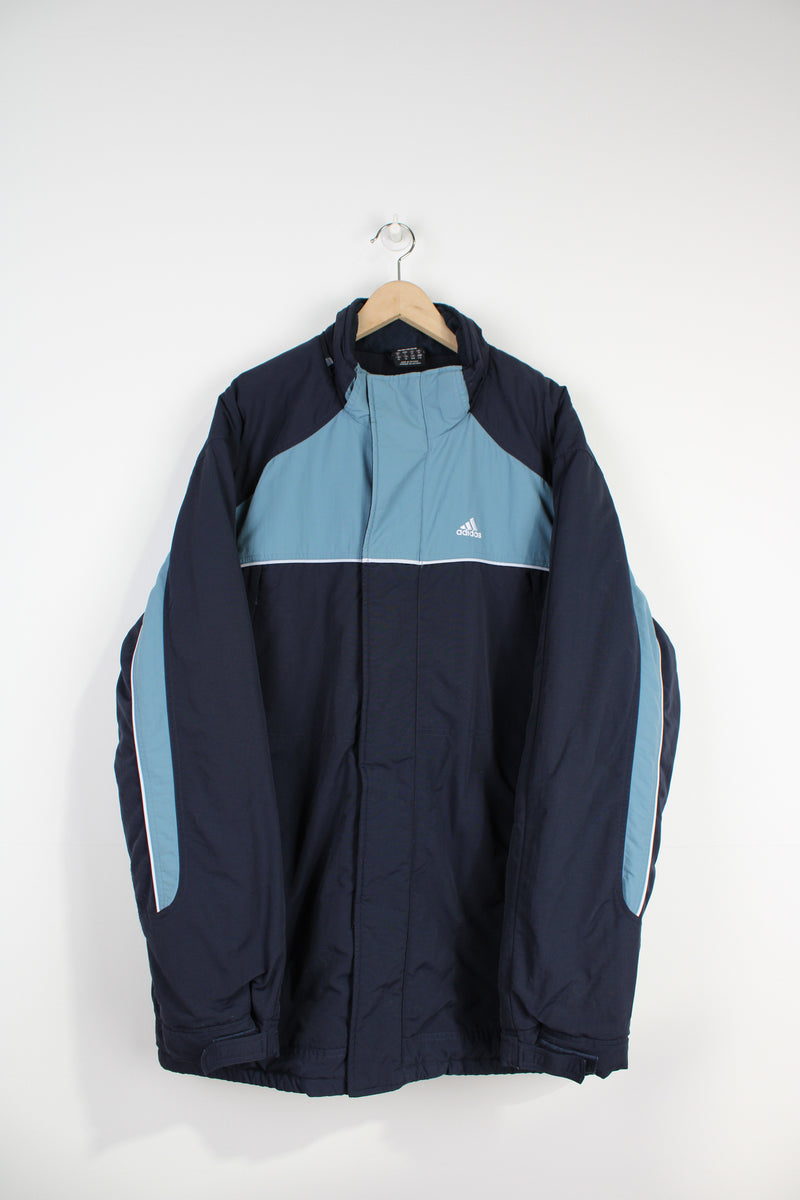 00's Nike blue zip through sports coat, with embroidered swoosh logo on the chest and back