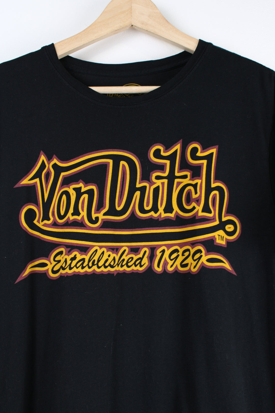 Y2K Von Dutch black t-shirt with spell-out graphic on the front