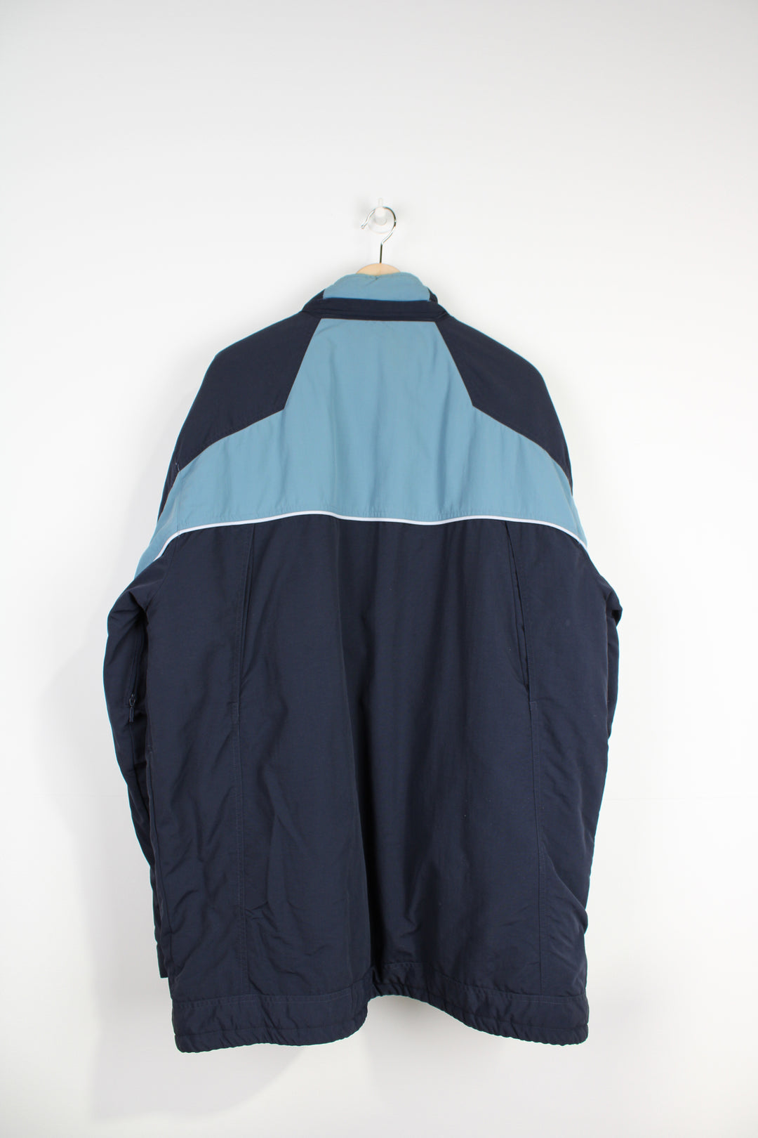 00's Nike blue zip through sports coat, with embroidered swoosh logo on the chest and back