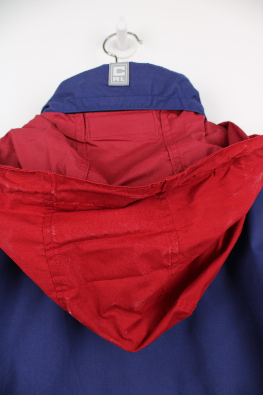 Vintage Chaps Ralph Lauren pullover/smock jacket in blue, features large front pocket and drawstring hood