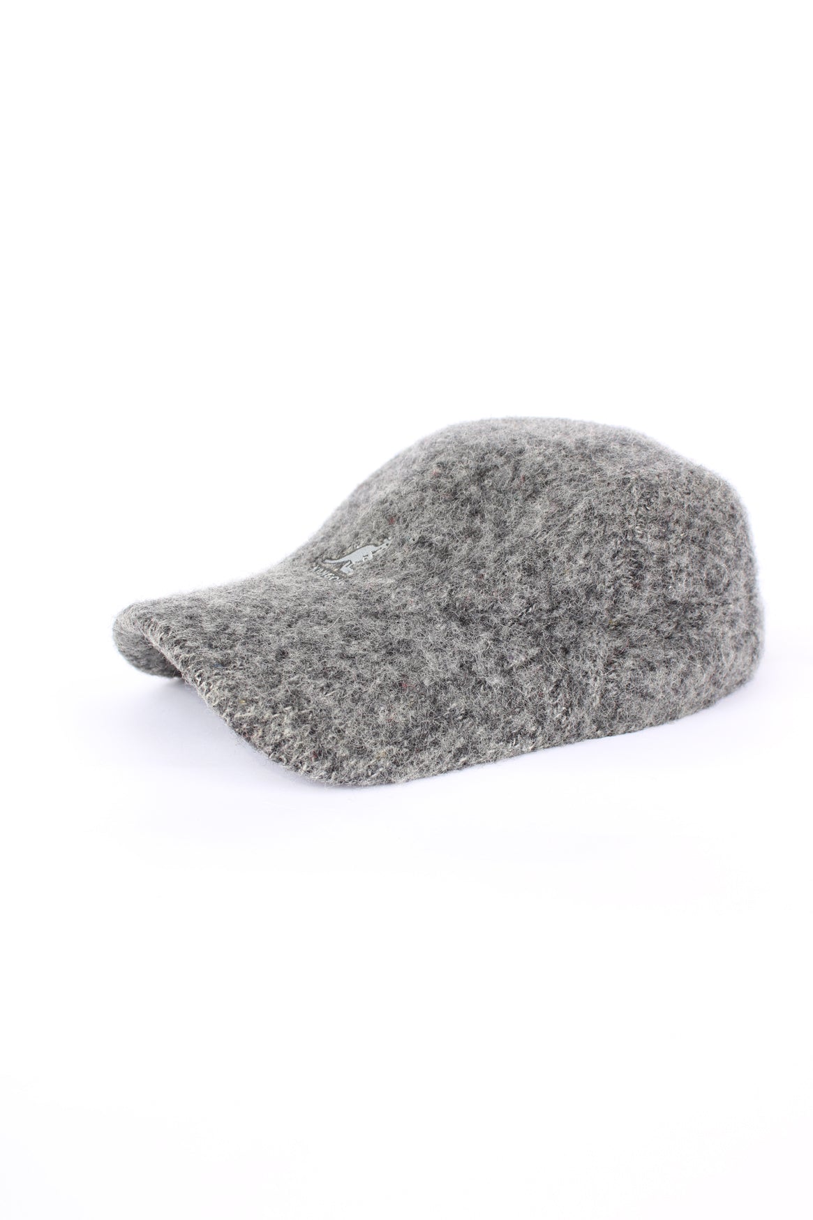 Kangol grey wool cap, features embroidered spell-out logo on the front 