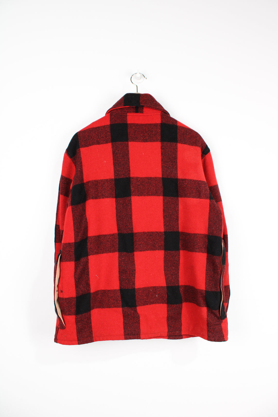 Vintage 1950's Weather Wise Outdoorsman red & black plaid wool button up CPO jacket with multiple pockets