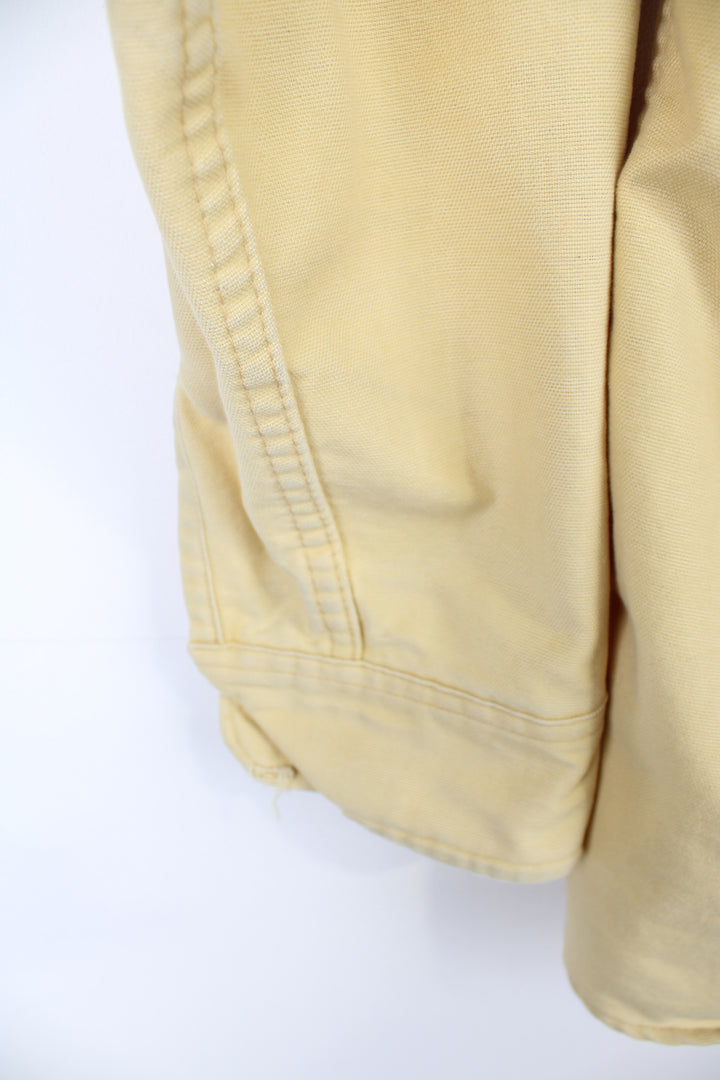 Vintage pale yellow cotton work shirt by Eddie Bauer, made in the USA  