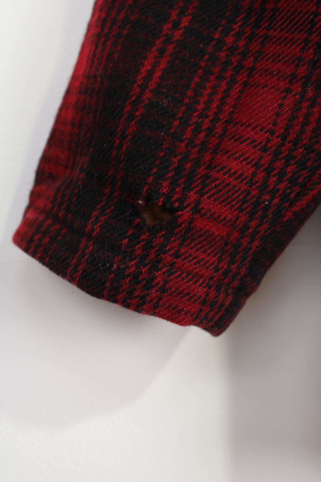 Vintage 1970's Woolrich red & black plaid wool button up CPO jacket with multiple pockets