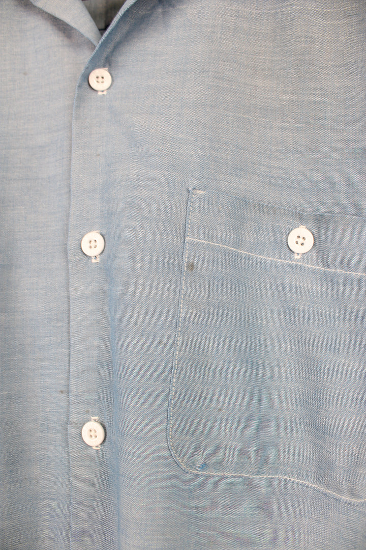 Vintage Big Mac pale blue short sleeve cotton work shirt with double pockets on the chest 