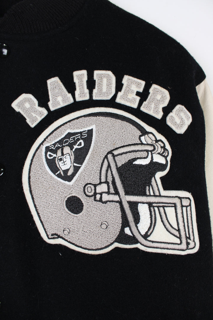 Vintage NFL Oakland Raiders Pro-Sport bomber jacket with embroidered team graphic on the front and back