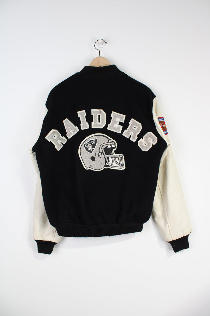 Vintage NFL Oakland Raiders Pro-Sport bomber jacket with embroidered team graphic on the front and back