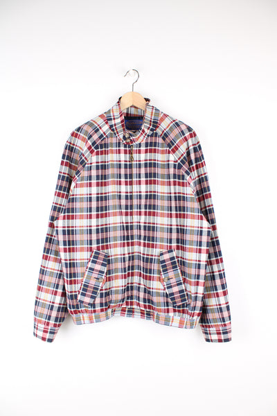 Pendleton Plaid Patterned Harrington Jacket in a red, blue, yellow and white colourway, zip up with side pockets.