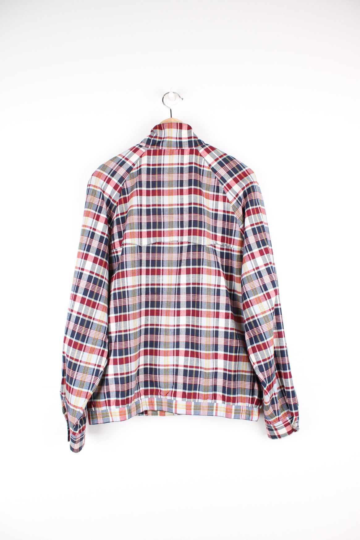 Pendleton Plaid Patterned Harrington Jacket in a red, blue, yellow and white colourway, zip up with side pockets.