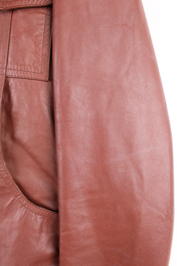 Vintage 70's Dagger Collar Leather Jacket in a brown colourway, zip up with multiple pockets.