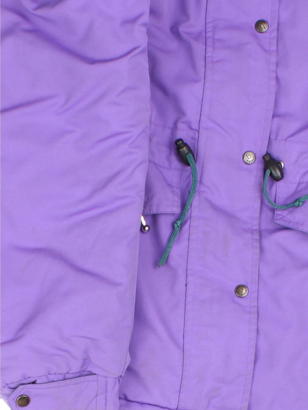 Vintage 1990s Berghaus Coat in a purple colourway. The jacket has two front pockets and one interior, a toggle to pull in the waist and a fold away hood.