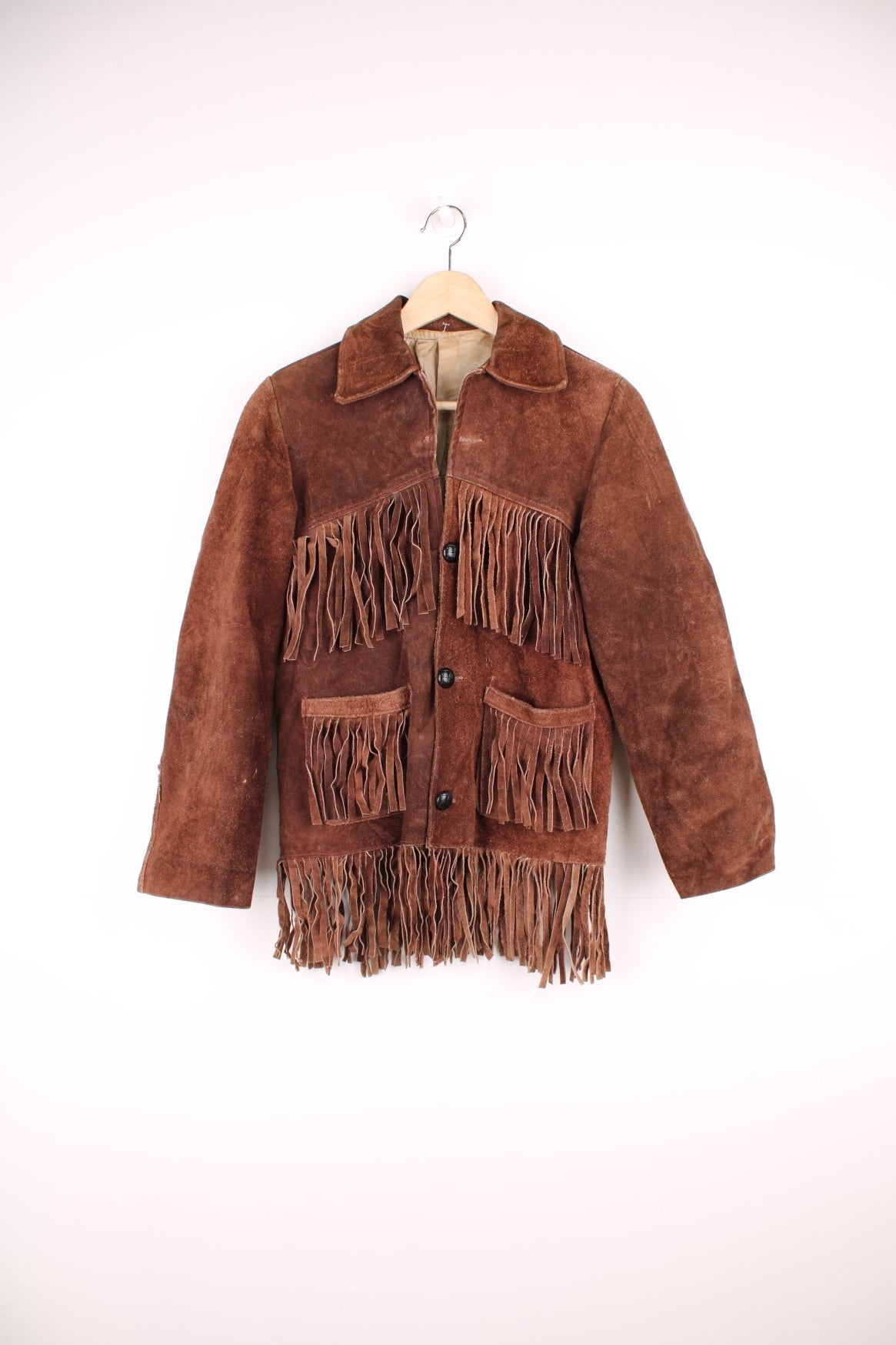 Vintage 70s suede western style fringe jacket. 