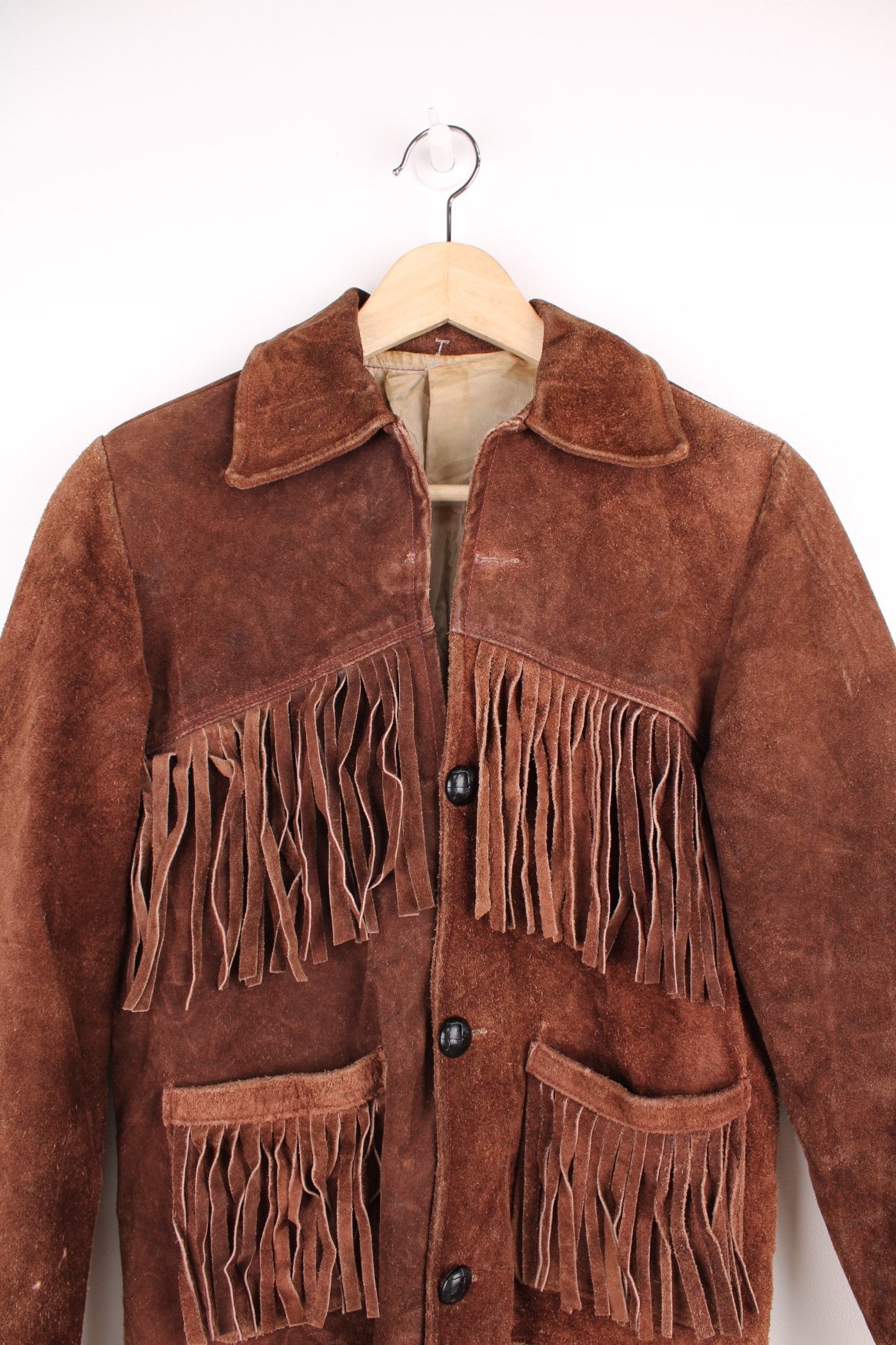 Vintage 70s suede western style fringe jacket. 