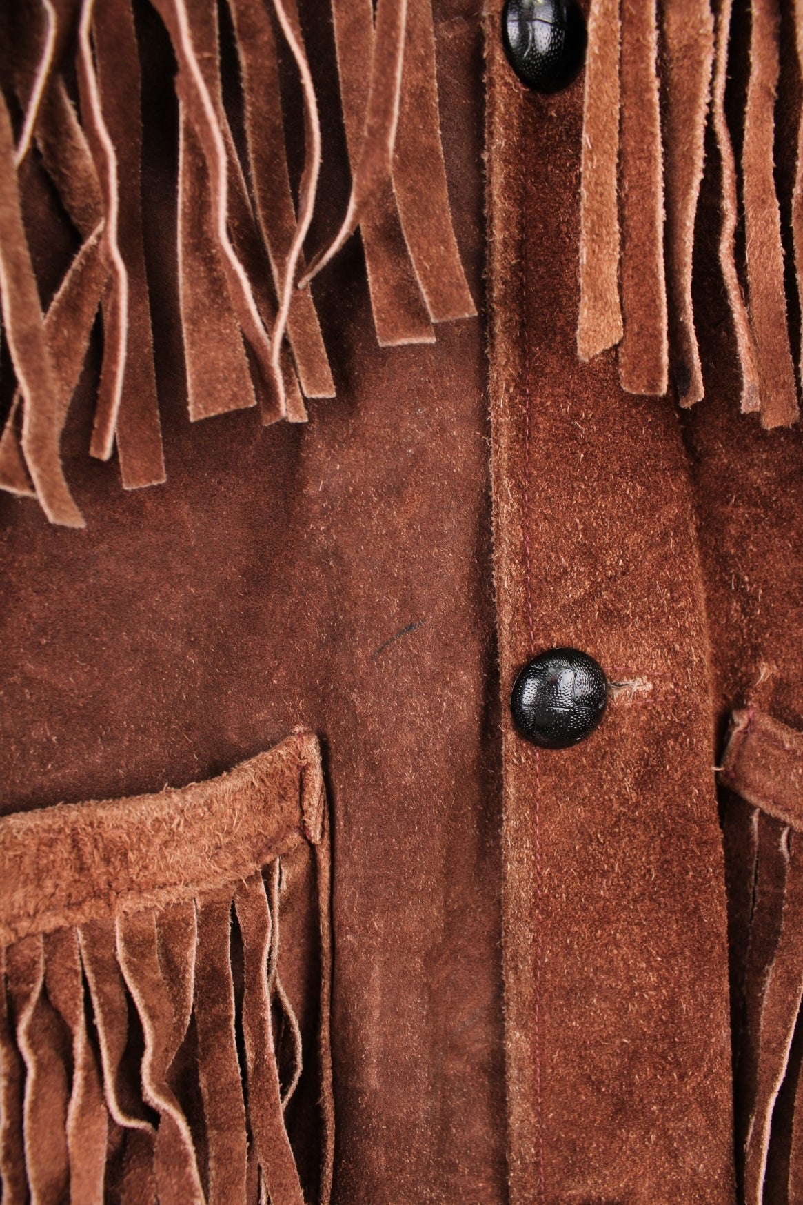 Vintage 70s suede western style fringe jacket. 