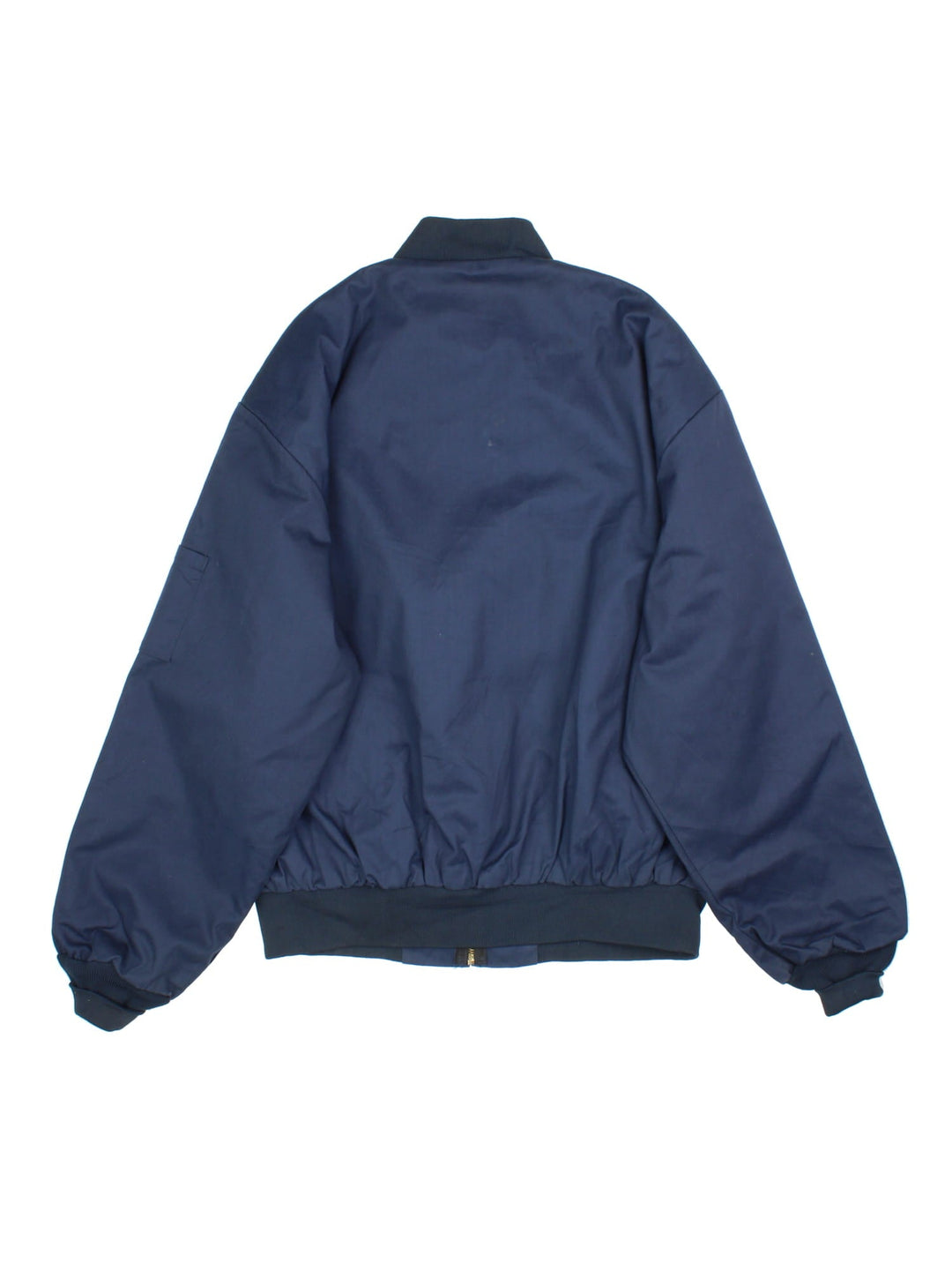 Vintage Pepsi Bomber Jacket By Aramark in a blue colourway. Zips up and has side pockets, insulated with a quilted lining, and has the logo embroidered on the front.