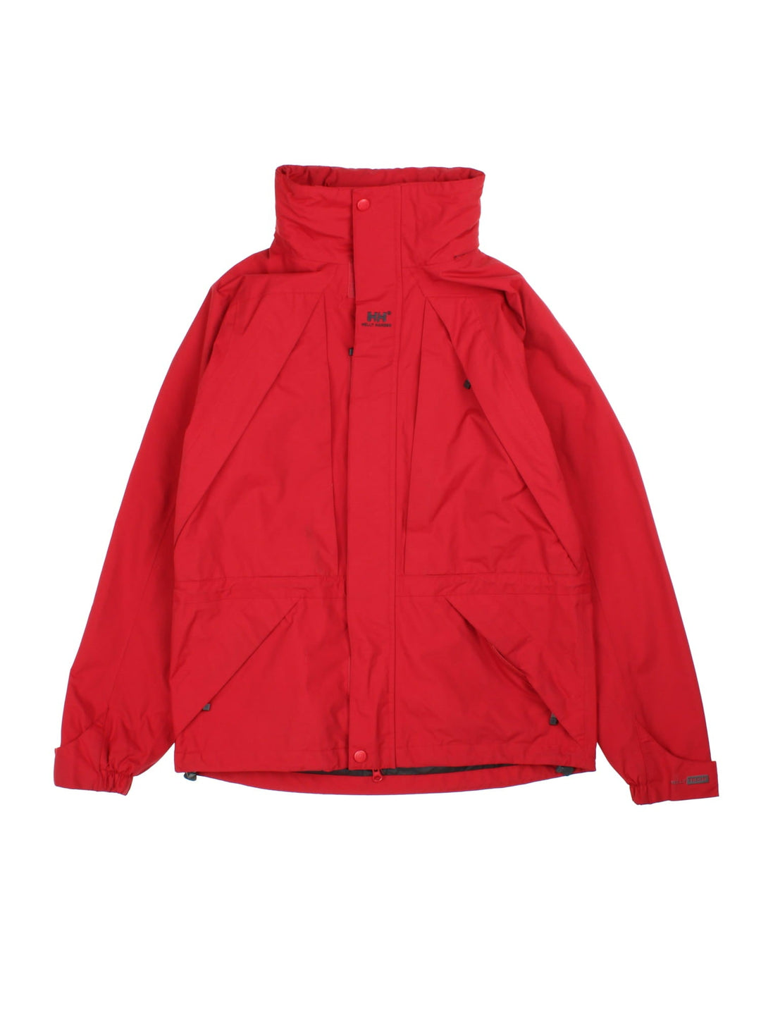 Vintage Helly Hansen Jacket in a red colourway. Zips up and has multiple pockets, hidden hood, and has the logos embroidered on the front.