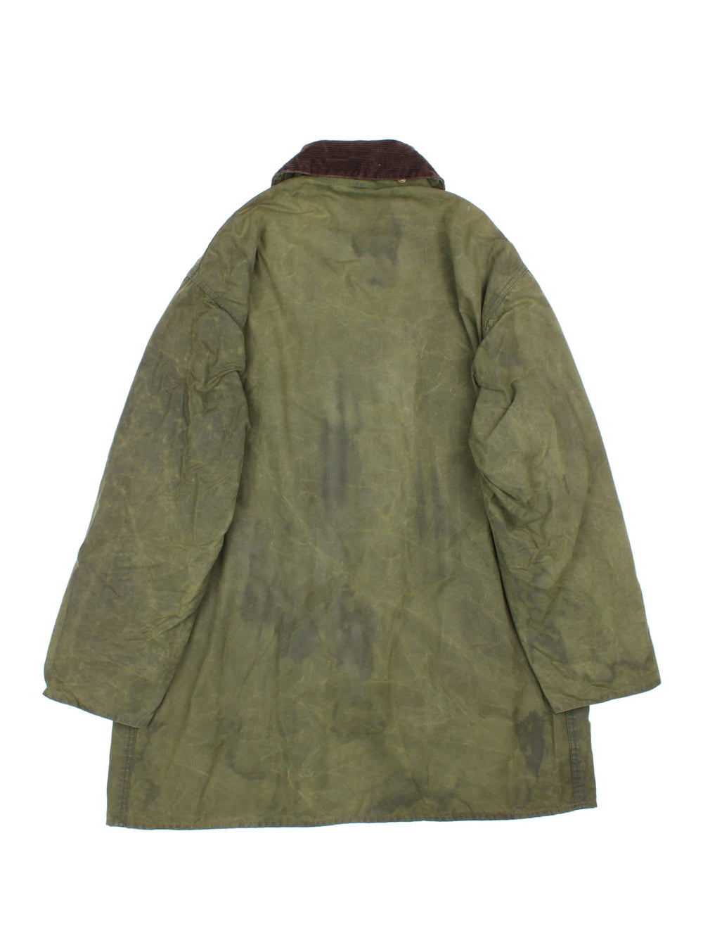 Vintage Barbour Boarder Wax Jacket in a green colourway, popper fastening with x4 front pockets. Contrast cord collar and signature checked lining.