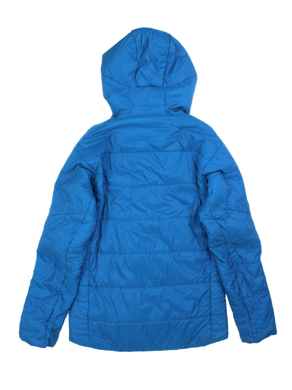 Patagonia Puffer Coat in a blue colourway. Zips up and has multiple pockets, insulated lining, hooded, and has the logos embroidered on the front.