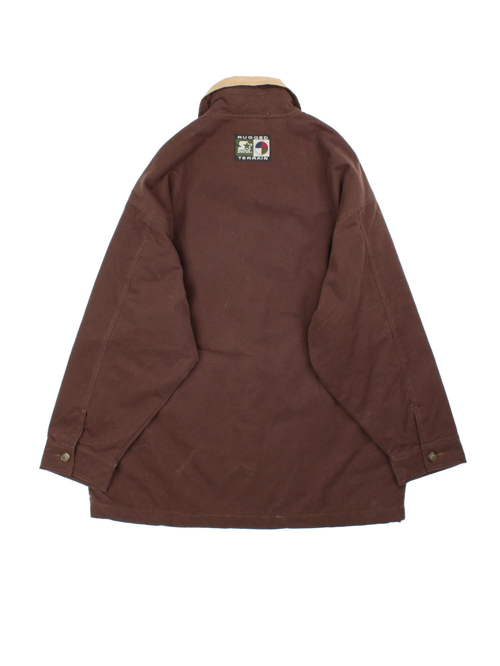 Starter Rugged Terrain Jacket in a brown colourway. Buttons up and has multiple pockets, insulated with a quilted lining, and has the logo embroidered on the front and back.