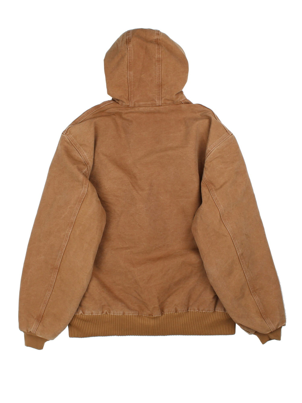 Carhartt Active Jacket  in a brown colourway. Full zip and double pocket with cuffed sleeves and hem. Drawstring hood and small classic logo on the front.