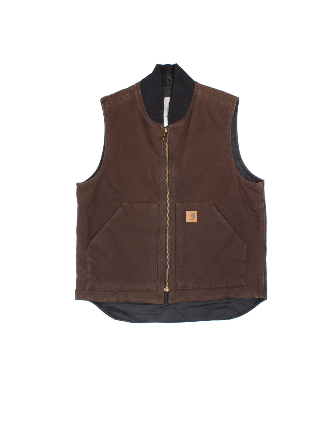 Carhartt Workwear Gilet in a brown colourway. Full zip up with double pocket on the front and small classic logo. 