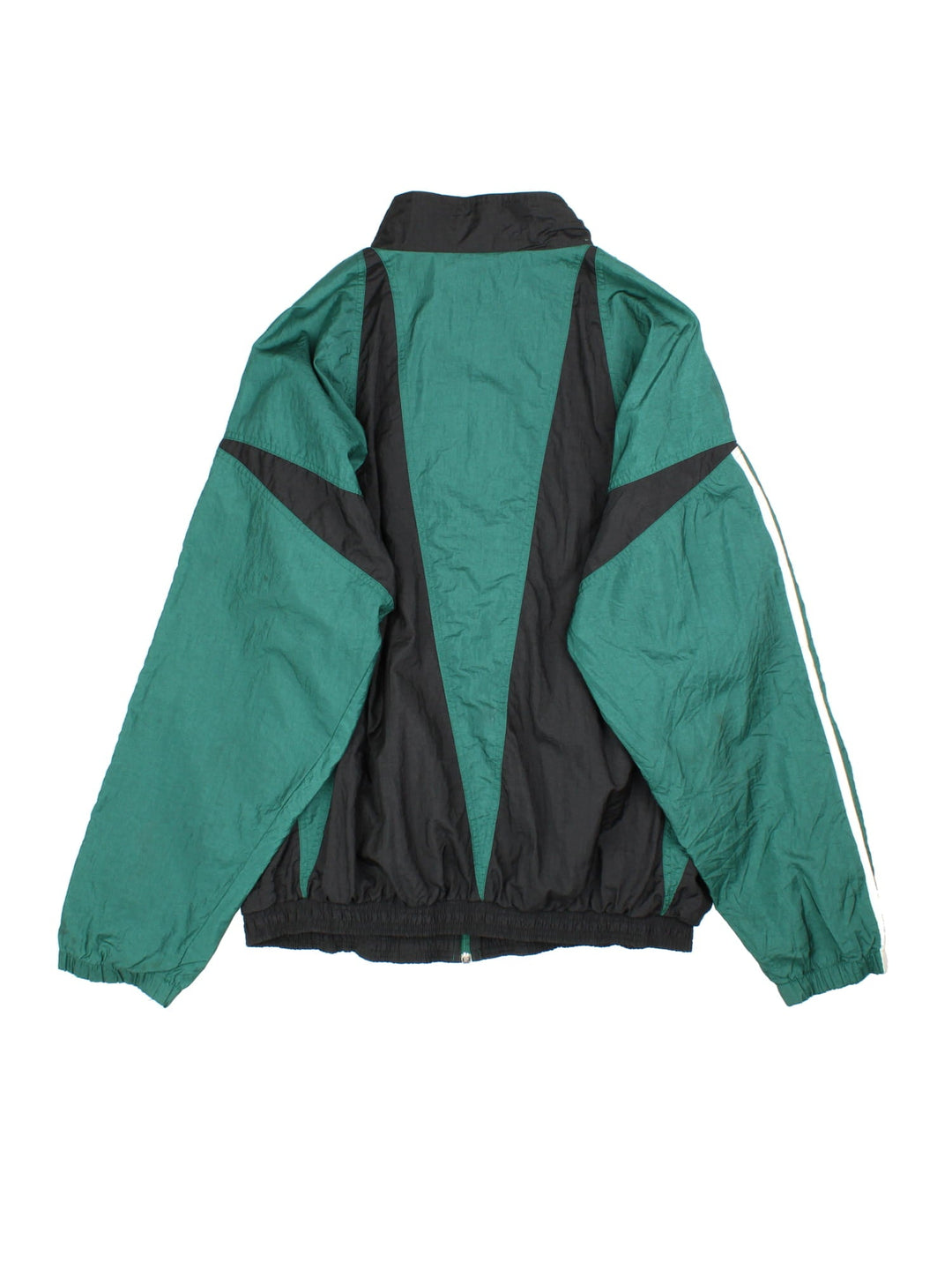 Vintage 90's Adidas Tracksuit Jacket in a green and black patterned colourway. Zips up and has side pockets, and the logo embroidered on the front.