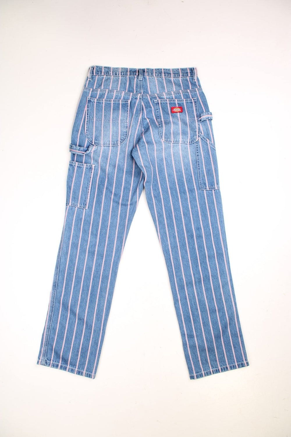  Carpenter Jeans in a  and red striped colourway, has multiple pockets, and the logo embroidered on the back.