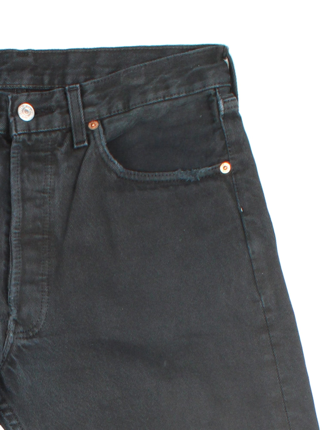 Levi Strauss 501 Jeans in black colourway with multiple pockets and the logo tab embroidered on the back.