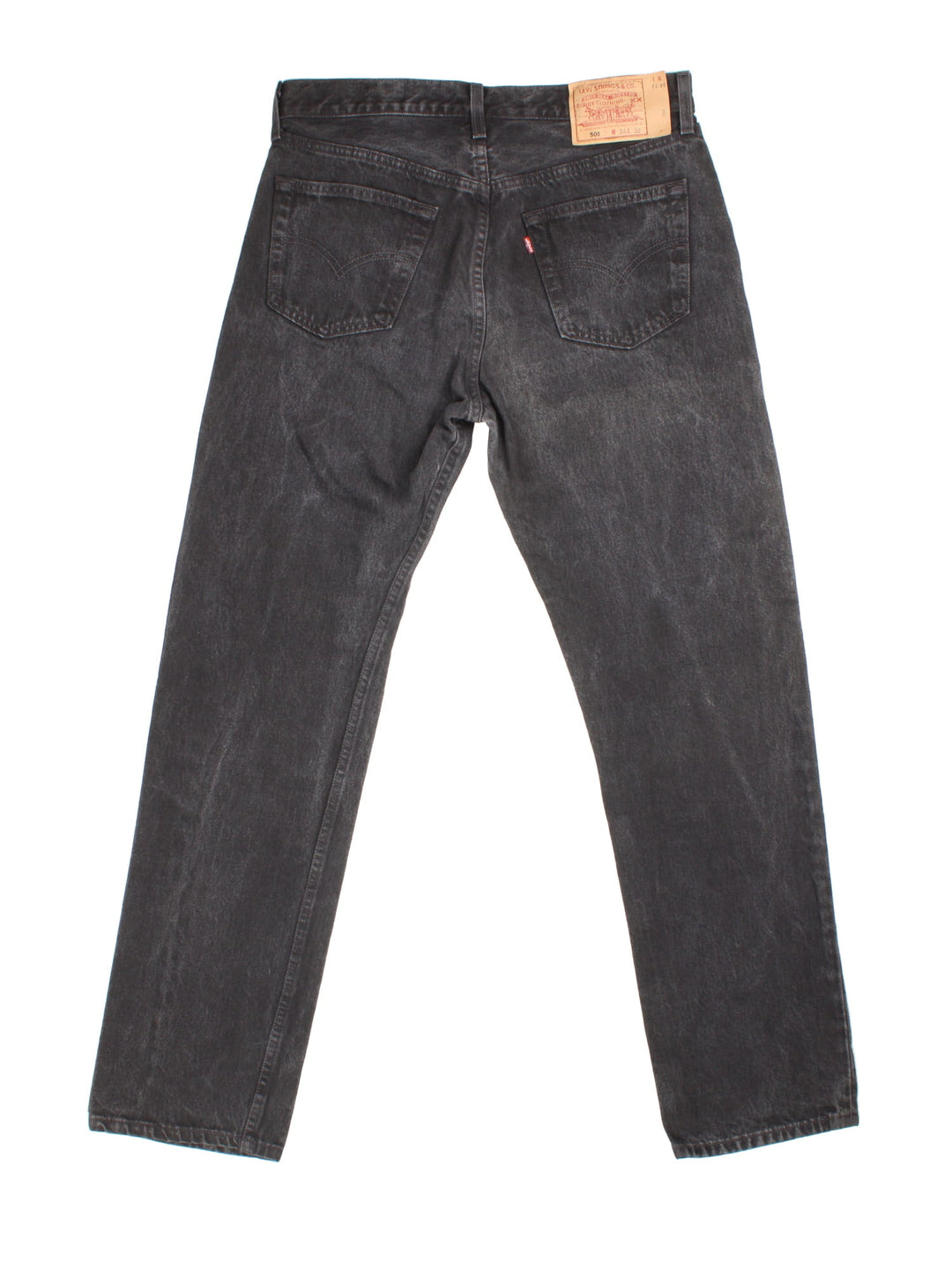 Levi Strauss 501 Jeans in black colourway with multiple pockets and the logo tab embroidered on the back.