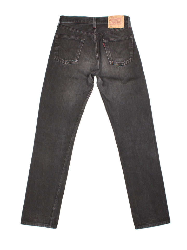 Levi Strauss 501 Jeans in black colourway with multiple pockets and the logo tab embroidered on the back.