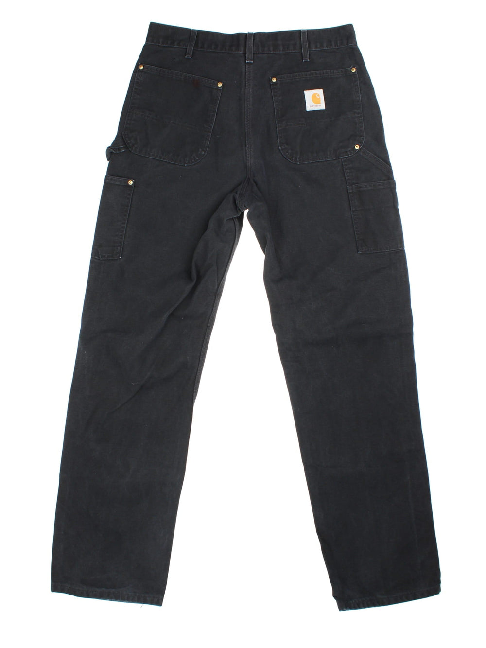 Carhartt Double Knee Jeans in black colourway with multiple pockets and the logo embroidered on the back.