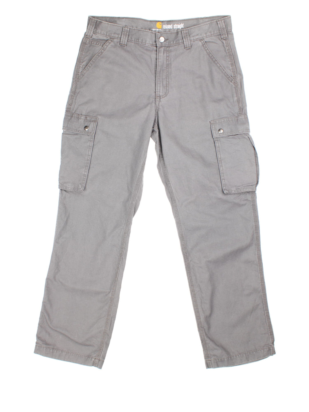 Carhartt Cargo Trousers in grey colourway with multiple pockets and the logo embroidered on the back, new with sticker still on.