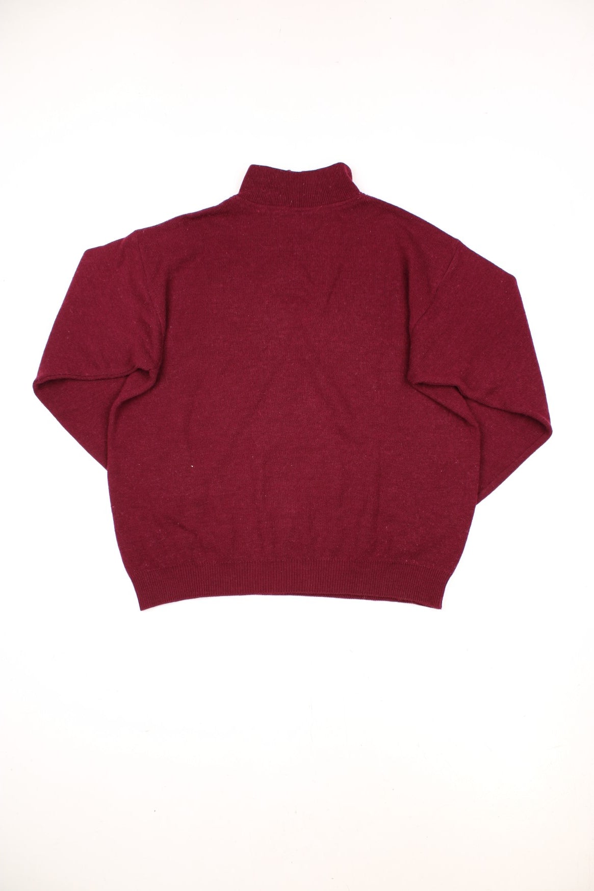 Vintage Lacoste burgundy red quarter zip sweatshirt with embroidered logo on the chest.