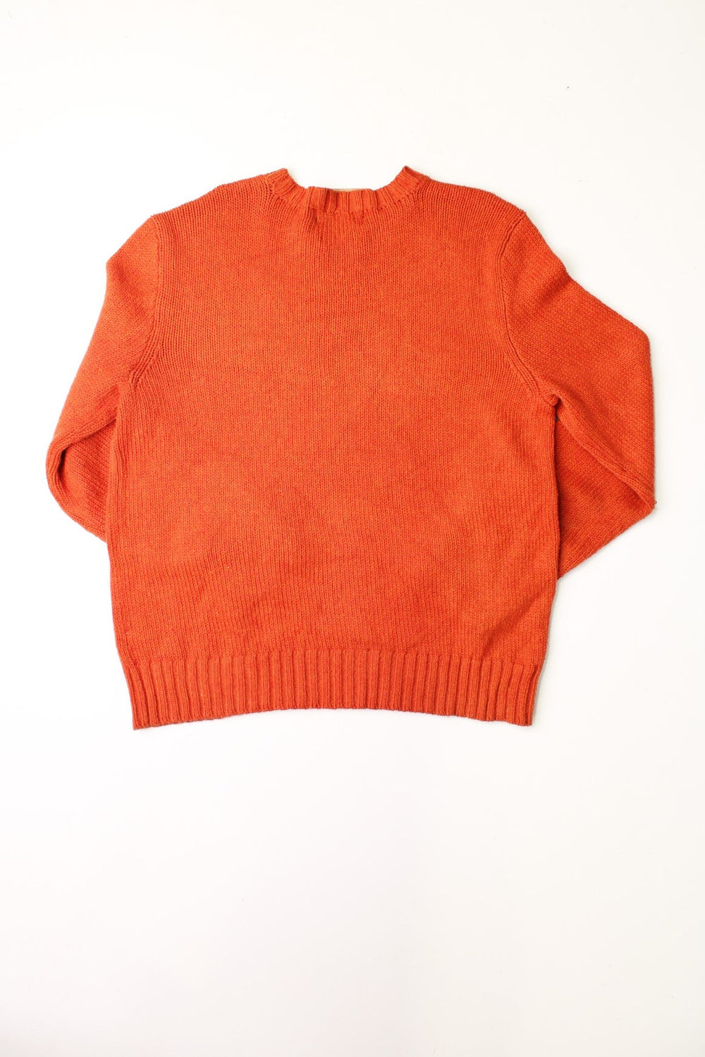 Vintage Polo Ralph Lauren orange knit jumper with logo embroidered in green. 