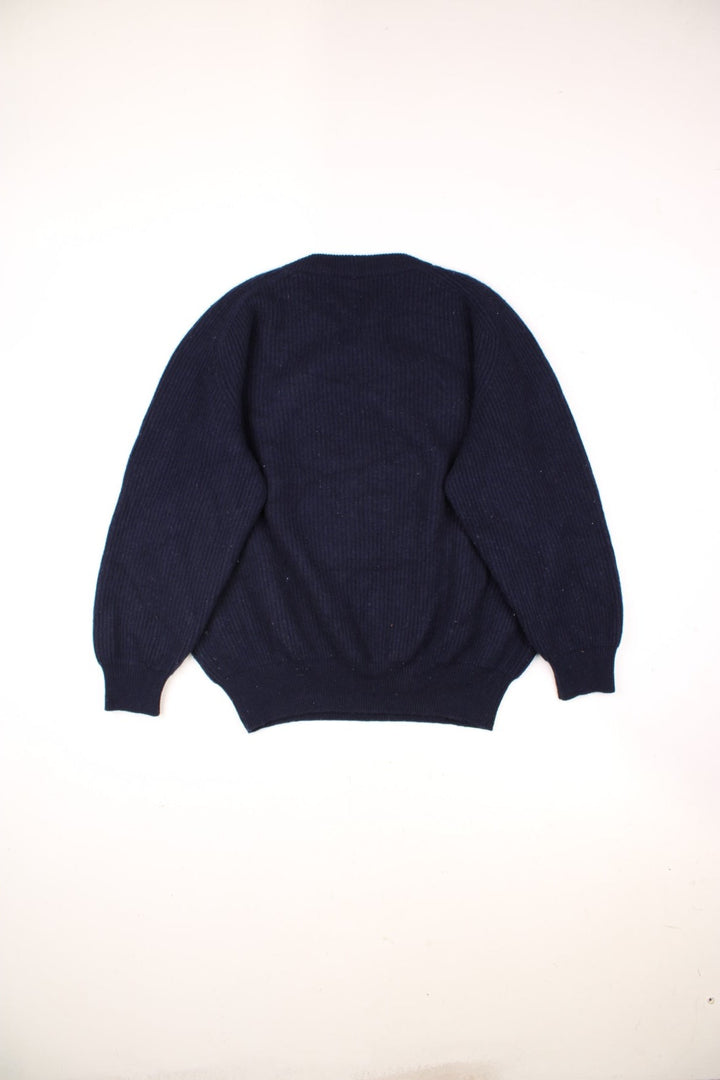 Vintage 90's Iceberg Drunk Bear Woolen Sweater in a blue colourway with drunk bear design embroidered on the front.