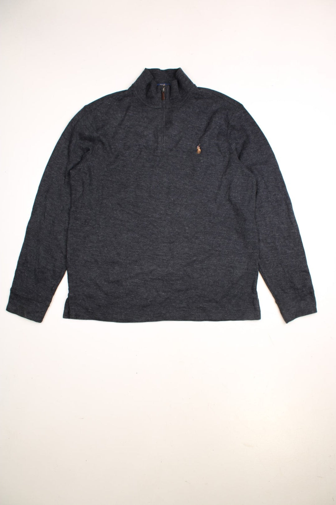 Ralph Lauren jumper in a dark grey colourway with the Ralph Lauren logo embroidered on front.