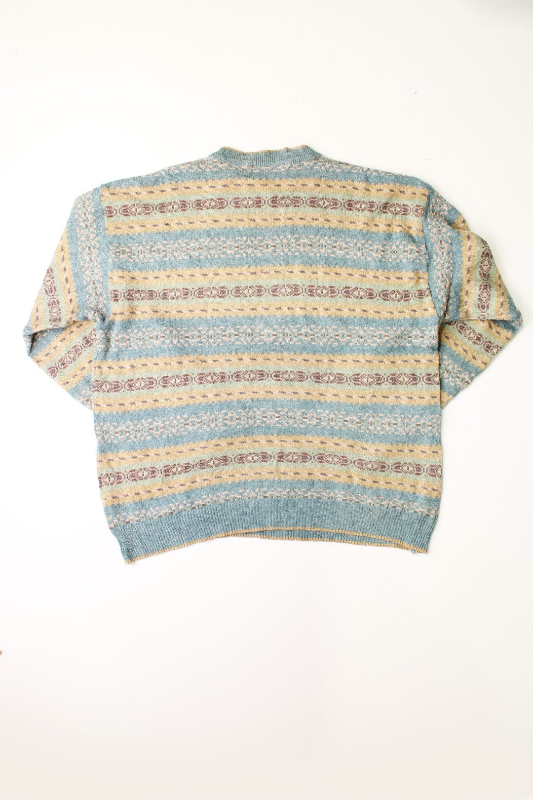 L.L. Bean patterned knit jumper with suede elbow patches.