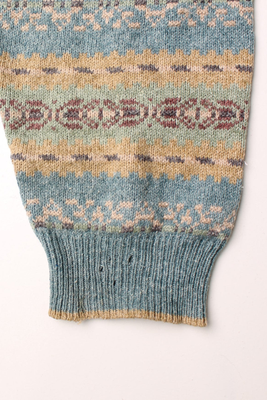 L.L. Bean patterned knit jumper with suede elbow patches.