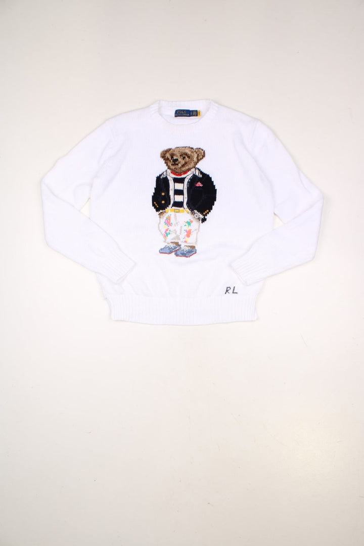 Polo Ralph Lauren Bear knitted jumper in white.