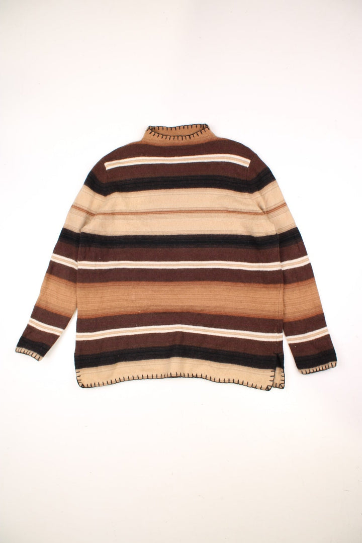 Lauren by Ralph Lauren Lambswool Sweater in a brown striped colourway.