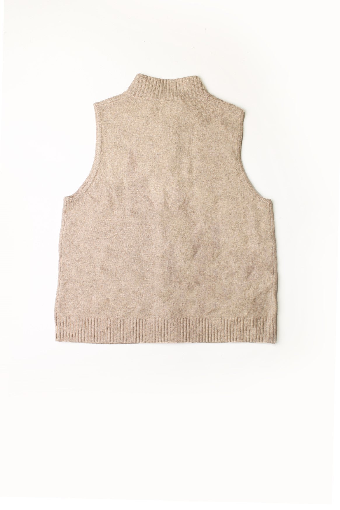 Vintage Pendleton tan knit vest with a collar and zip closure.