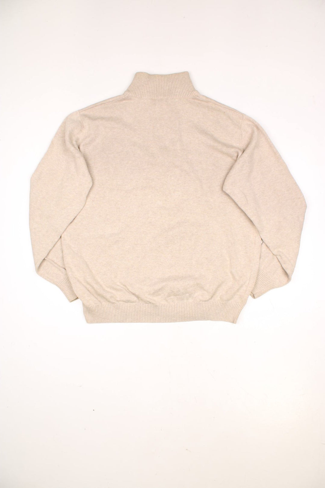 Lacoste 1/4 zip pullover sweatshirt in beige with embroidered logo on the chest.