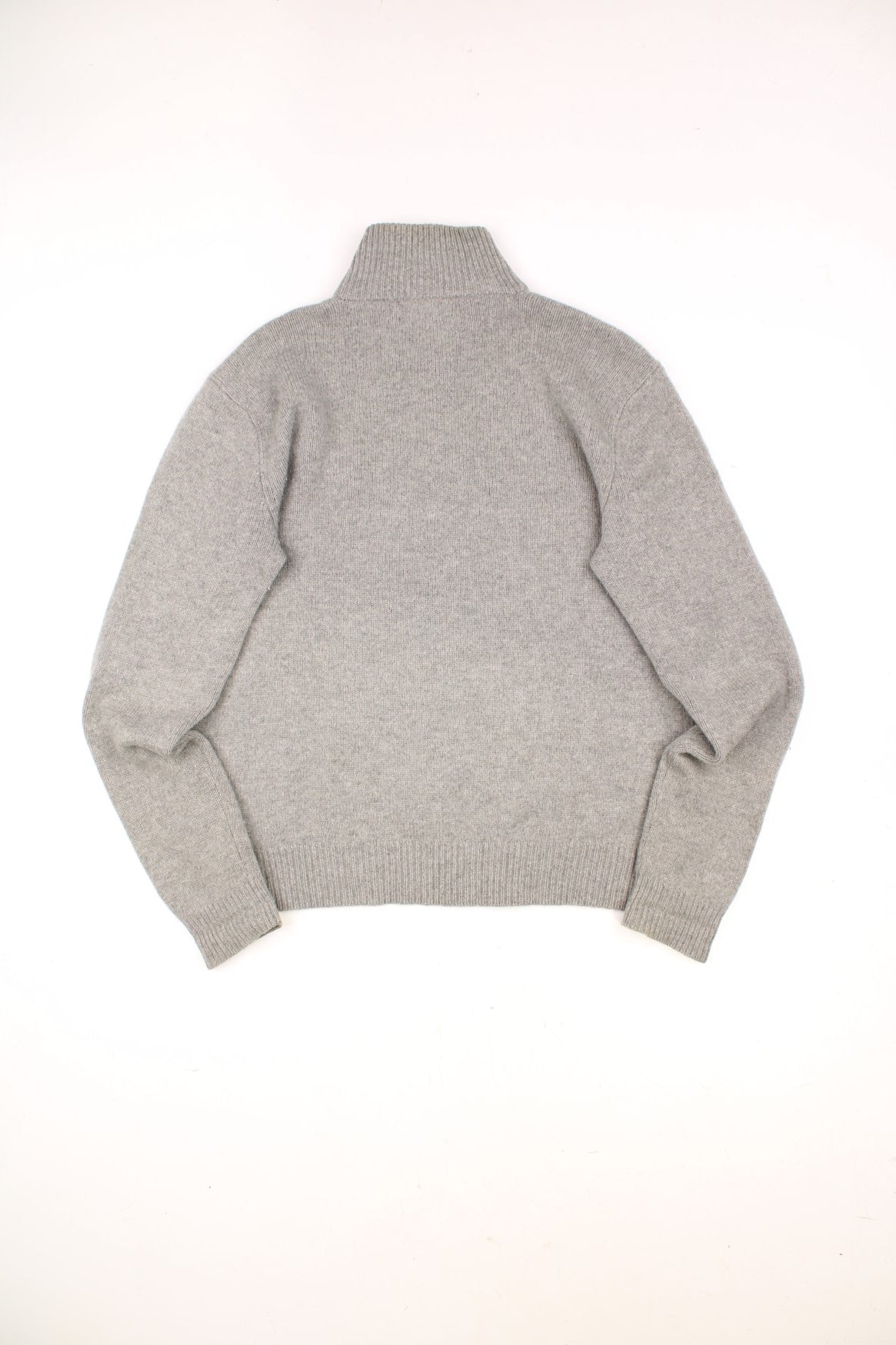 Ralph Lauren Quarter Zip Sweater in a grey colourway with the logo embroiderd on the front.